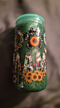 Handmade Dog Mama Green Glitter Tumbler