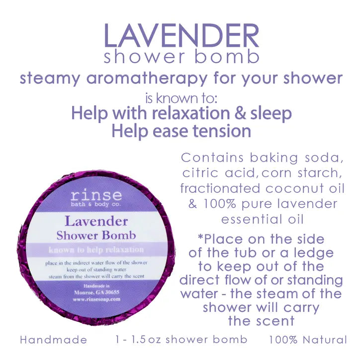 Lavender Shower Bomb – Natural Essential Oil Aromatherapy Shower Steamer | Self-Care Gift