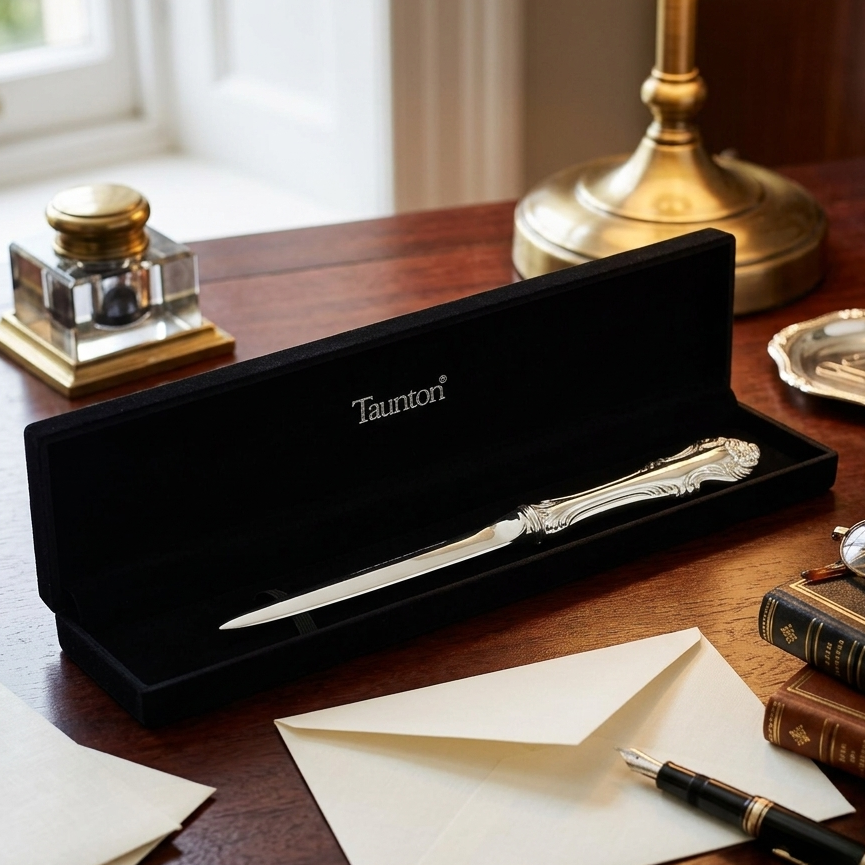 King's Pattern Letter Opener – Elegant Silver Desk Gift | Office Gift